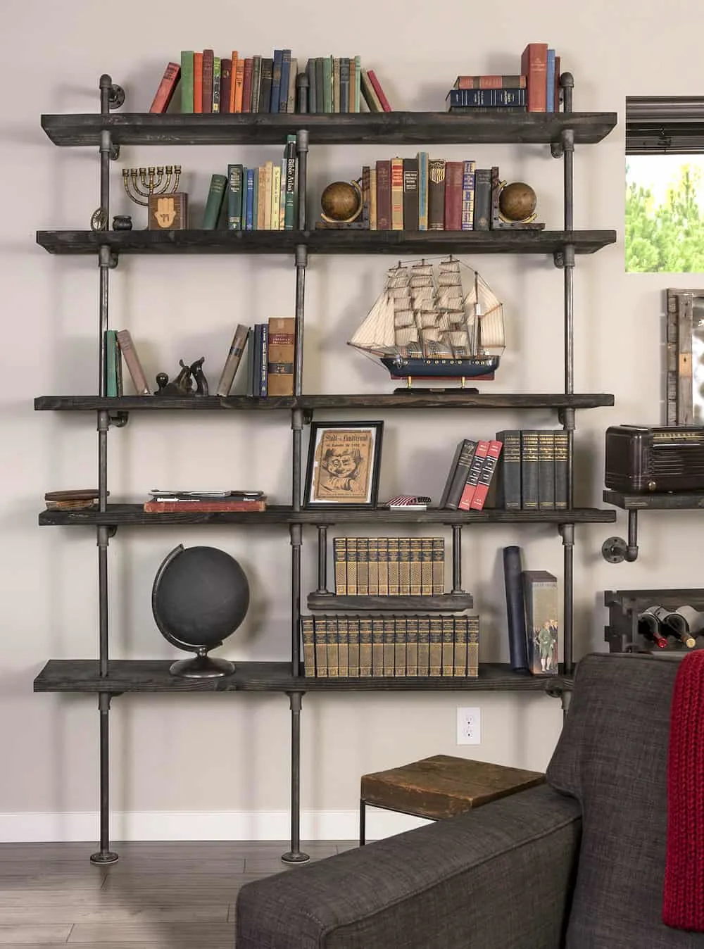 Diy Industrial Pipe Shelving On A, Industrial Style Bookcase Diy
