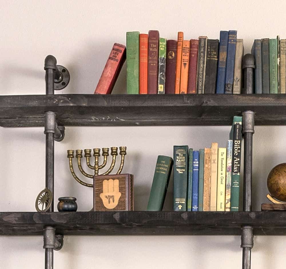 Diy Industrial Pipe Shelving On A, Industrial Pipe Bookcase Diy