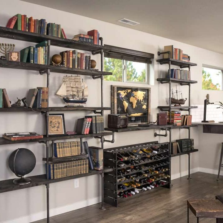 Diy Industrial Pipe Shelving On A, Black Pipe Shelving Plans