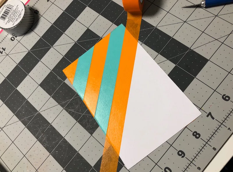Covering cardstock with washi tape
