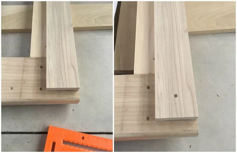 Step 16 DIY bed frame build - bottom layer head rail