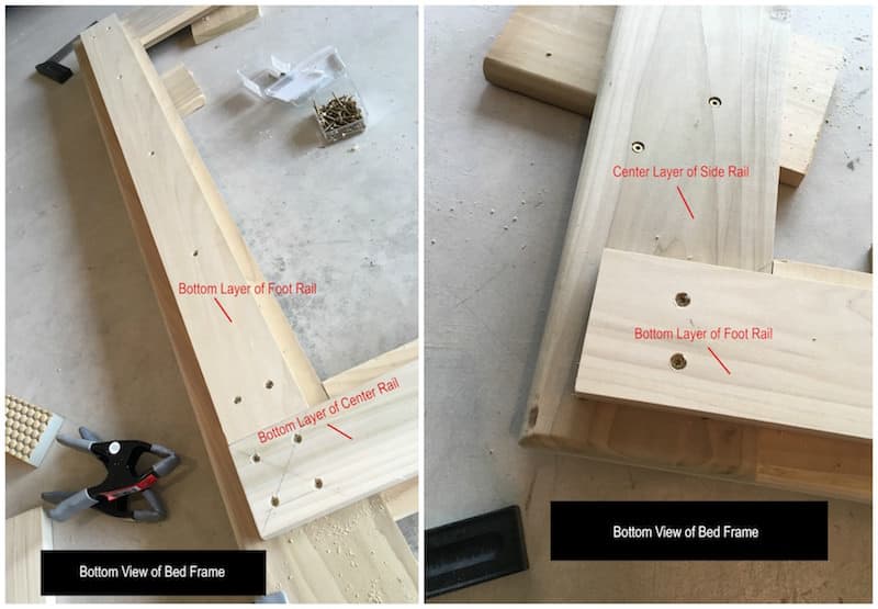 Step 18 DIY bed frame - screw in third layer