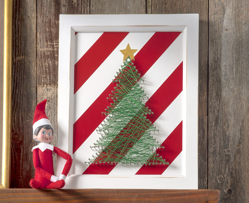 Peppermint stripe string art decor