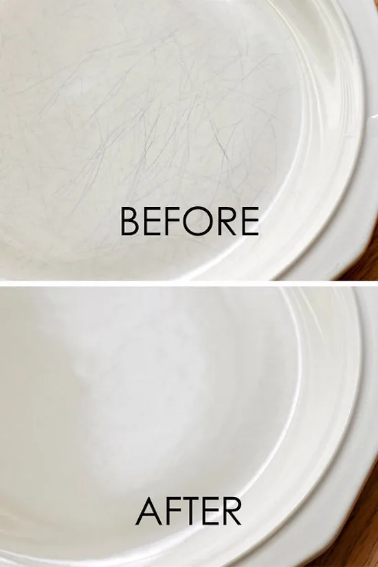 How to clean silverware marks from plates