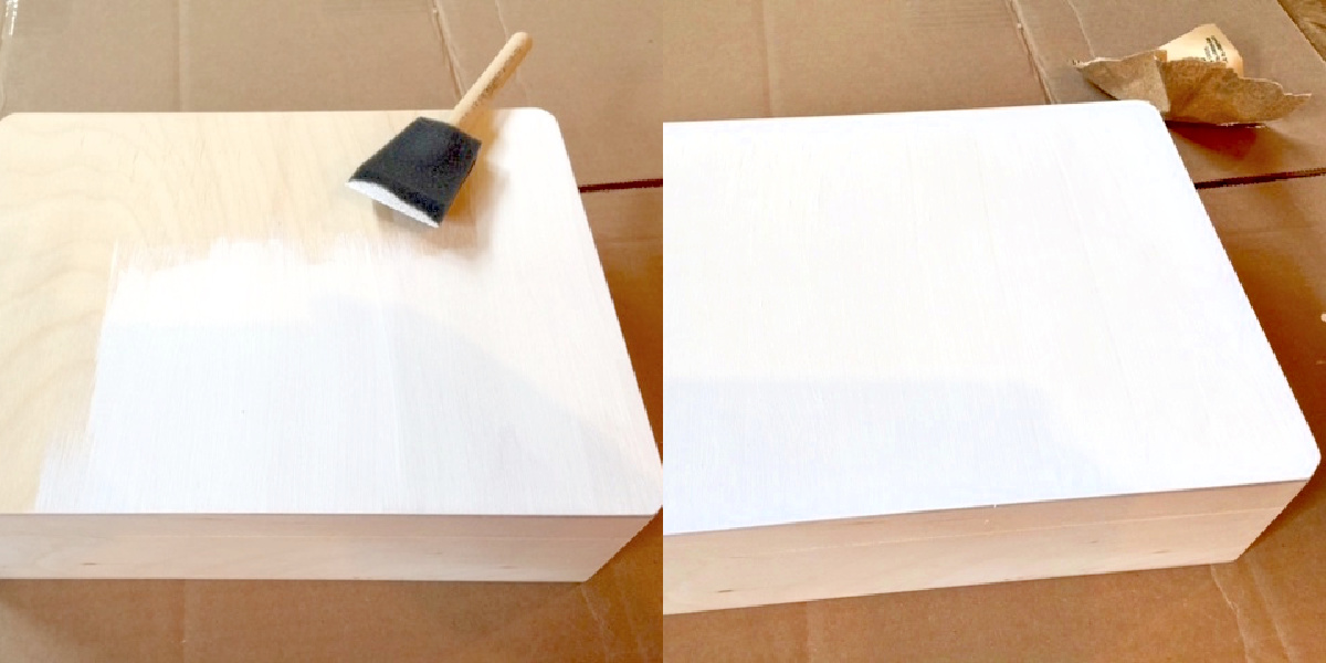 Painting the outside of a wood box with white to basecoat