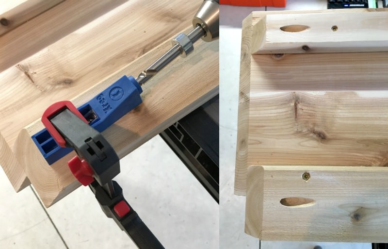 Kreg jig on a DIY coffee table frame