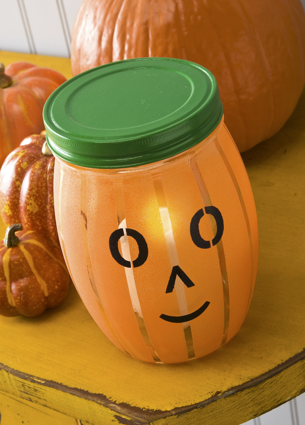 painted pumpkin mason jar craft
