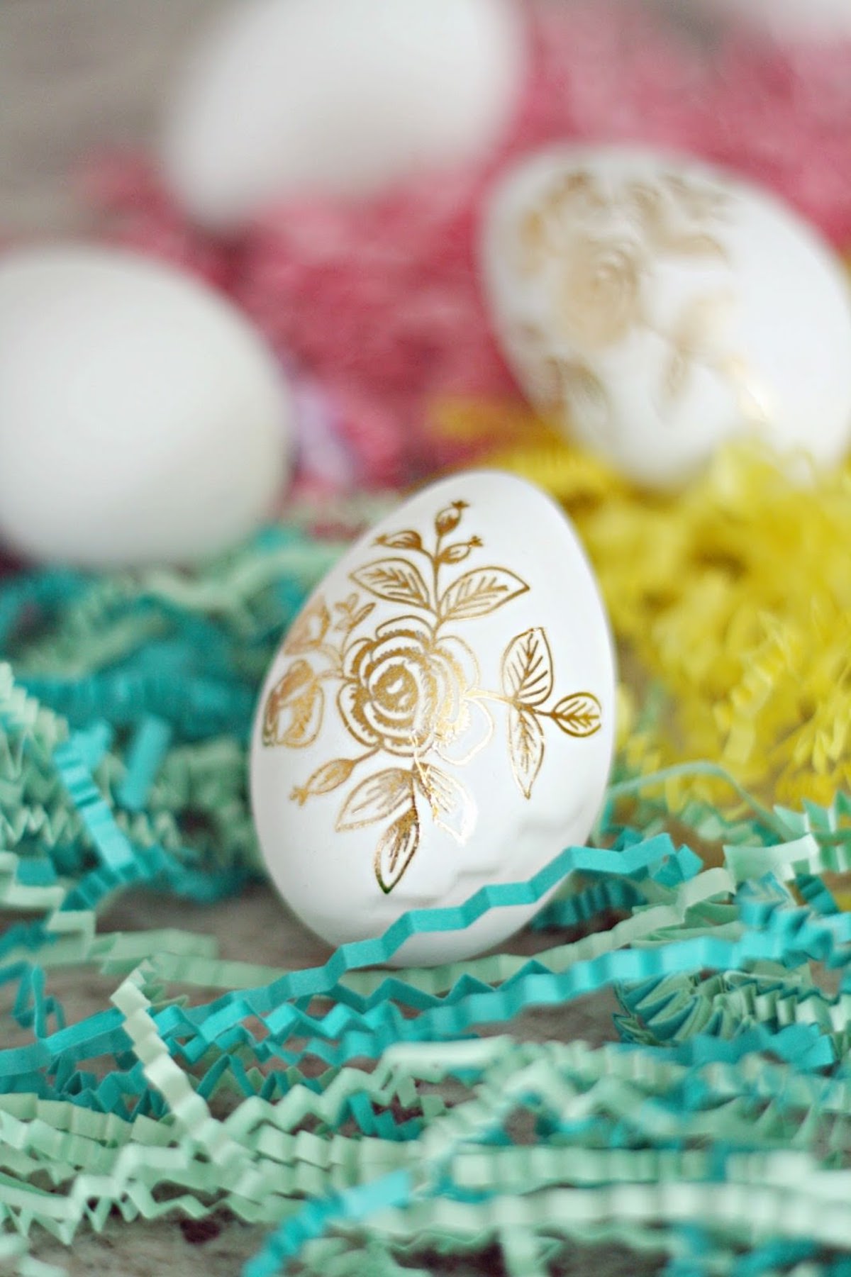 Easter egg with a gold foil tattoo