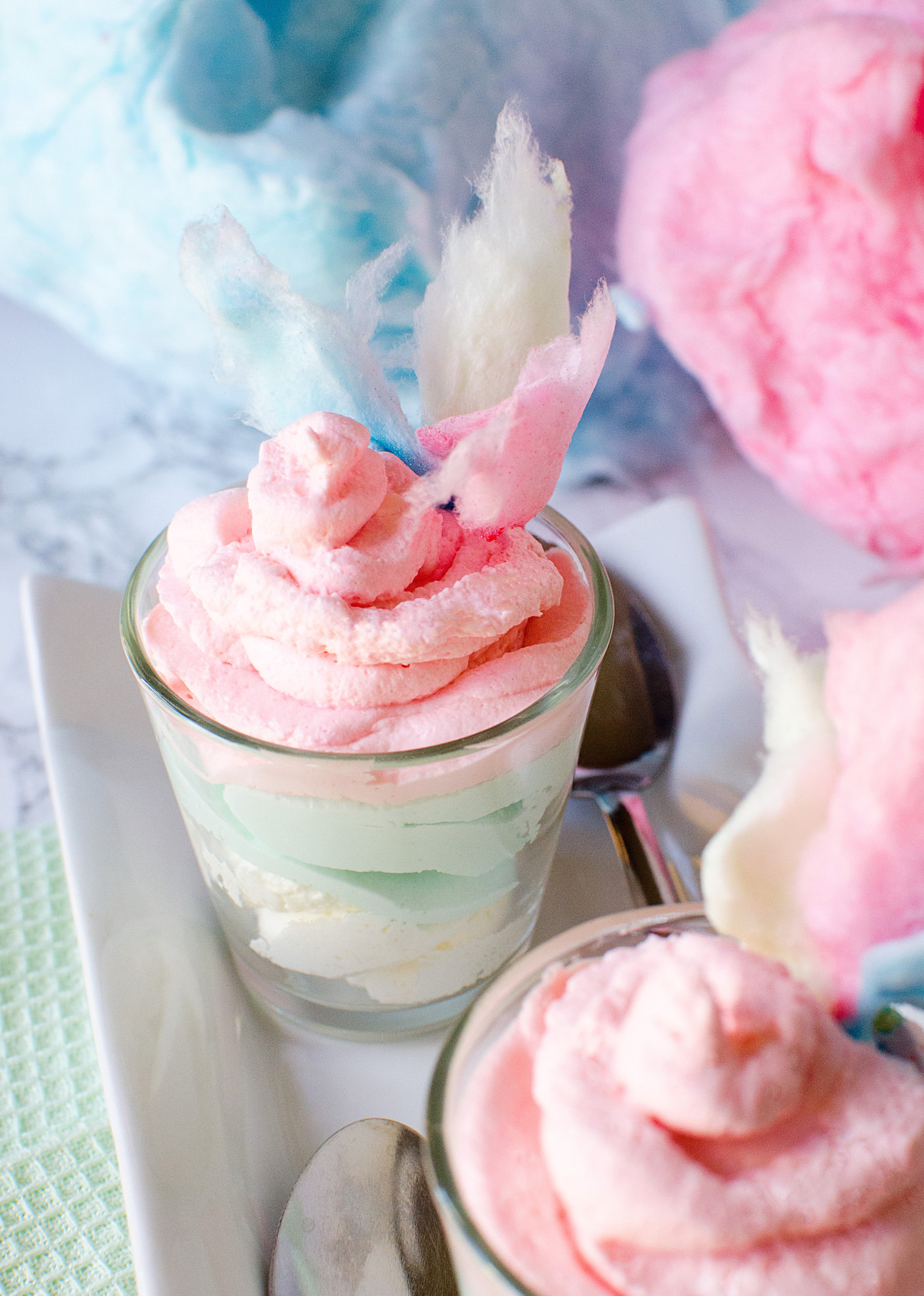 Cotton candy dessert shot recipe with cream cheese and Cool Whip