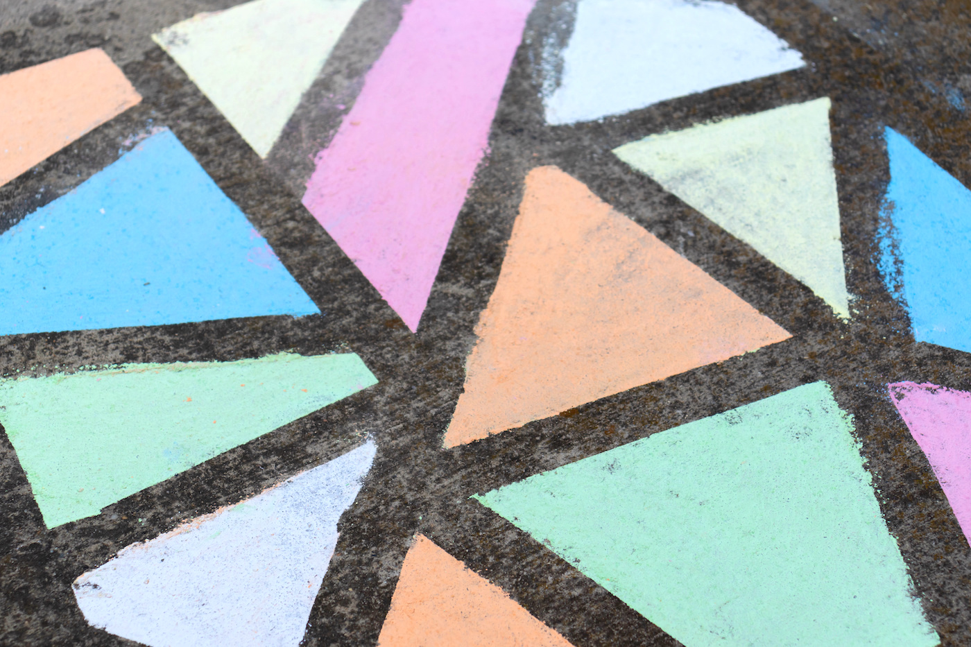 Triangles painted with sidewalk paint