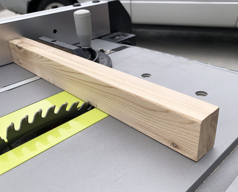 Wood on the top of the table saw