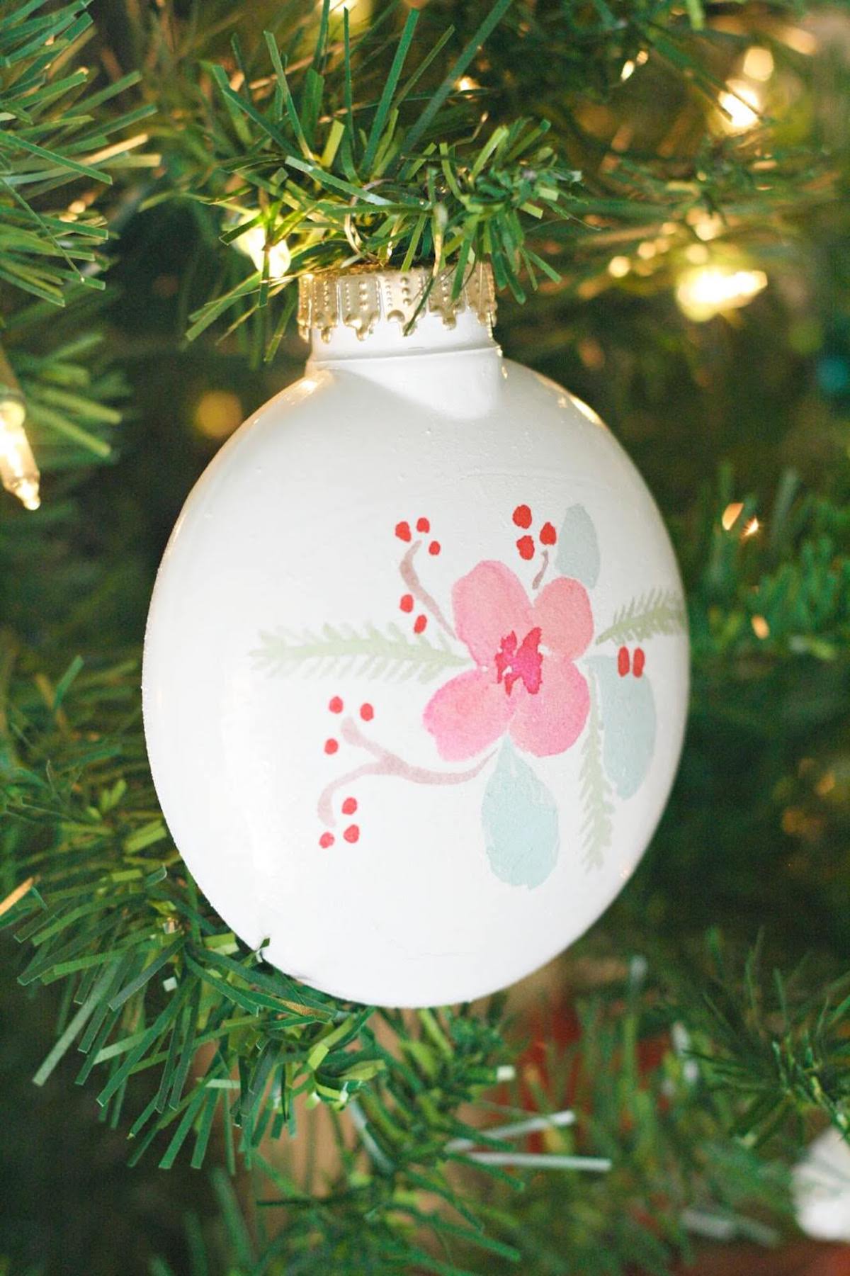 Tattoo ornament hanging on a Christmas tree