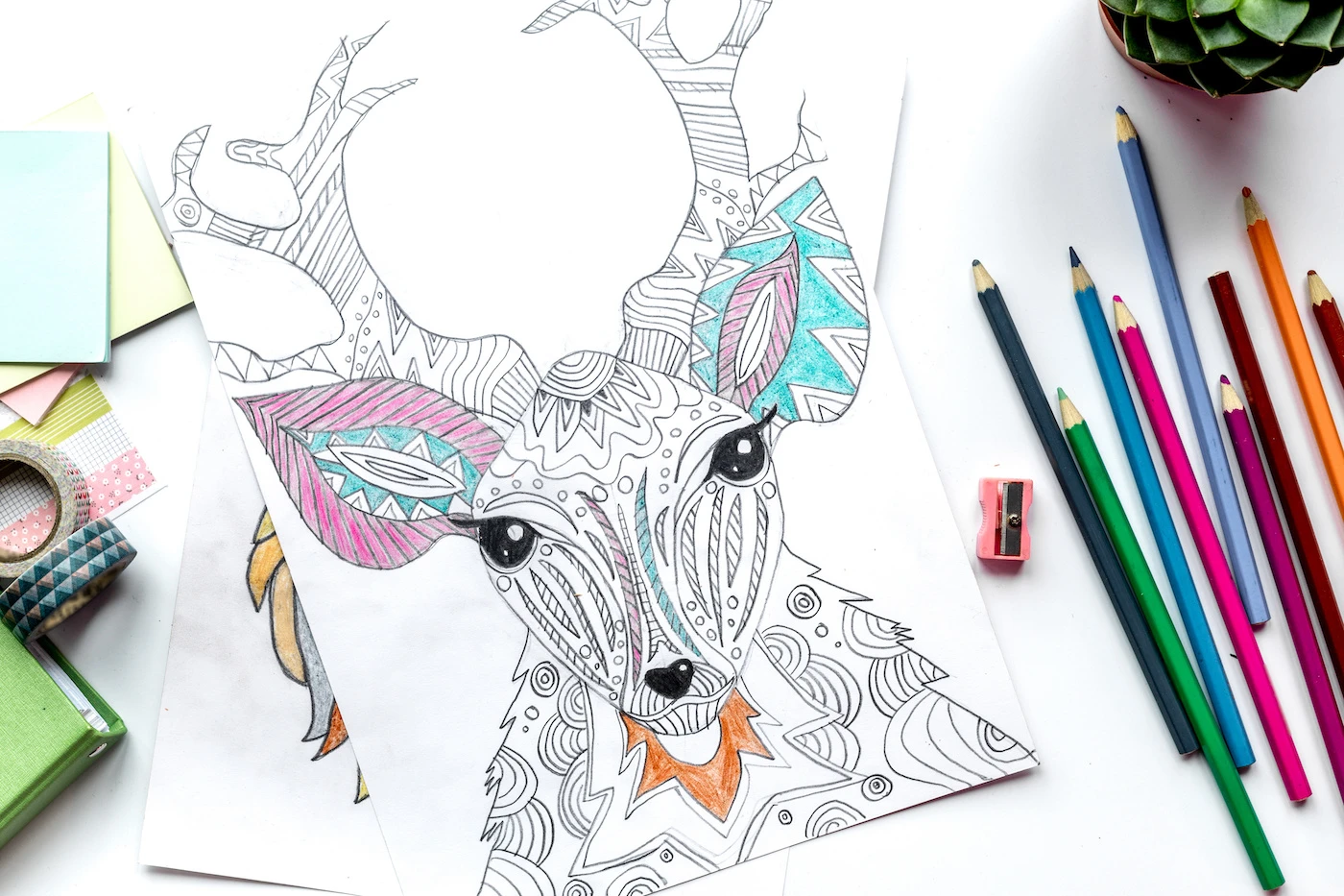 Adult-coloring-page-featuring-a-deer