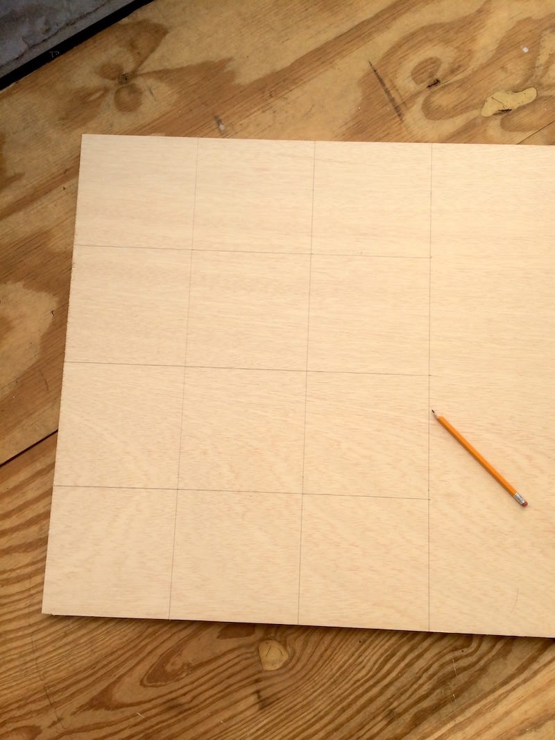 Drawing a 6 inch square grid on wood with a pencil