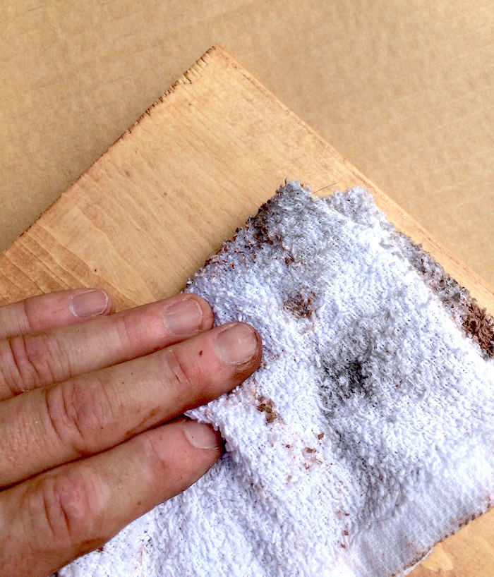 Staining wood with a rag