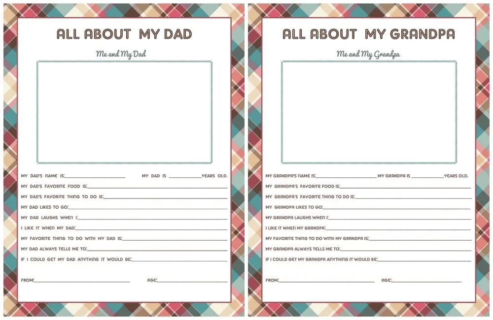 All About My Dad Printable Sheet (Grandpa Too!) - DIY Candy