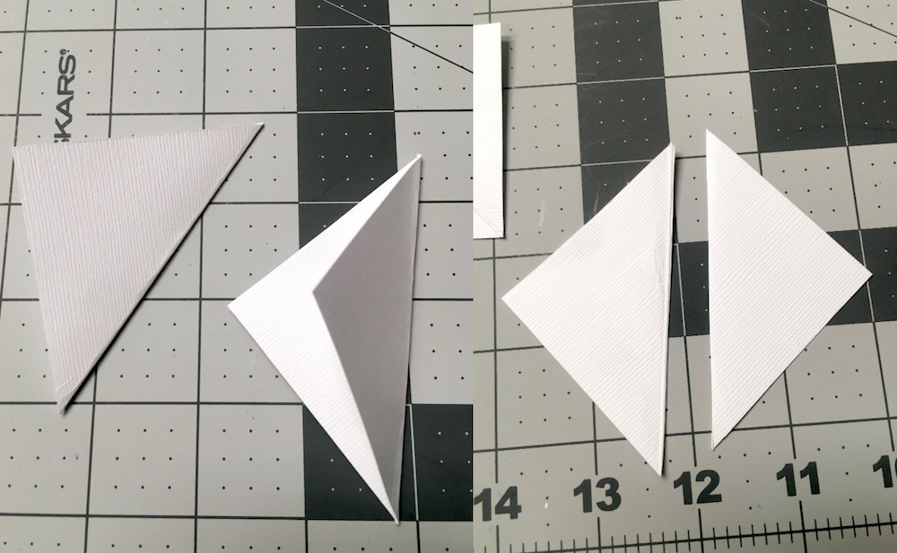 Fold paper square in half and cut