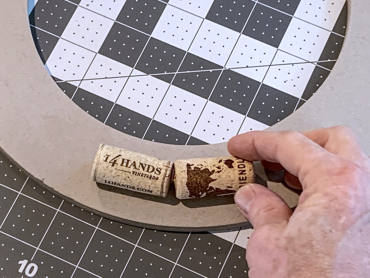 Gluing one cork next to another