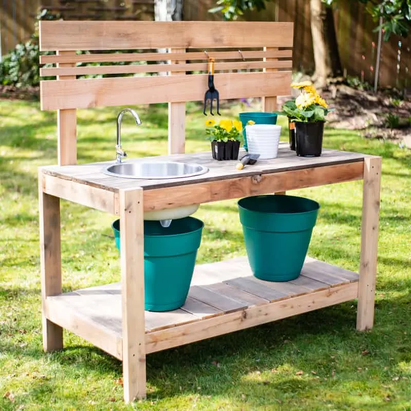 15 Pretty Potting Bench DIY Ideas- Get inspired to create your own DIY potting bench with these pretty ideas! Whether you're a seasoned gardener or just starting out, these benches will provide a beautiful and functional space for all your planting needs. | #gardening #pottingBench #DIY #diyProjects #ACultivatedNest