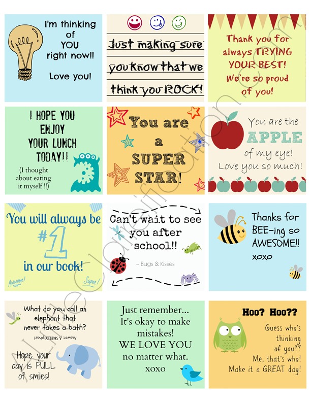 free printable lunch box notes january