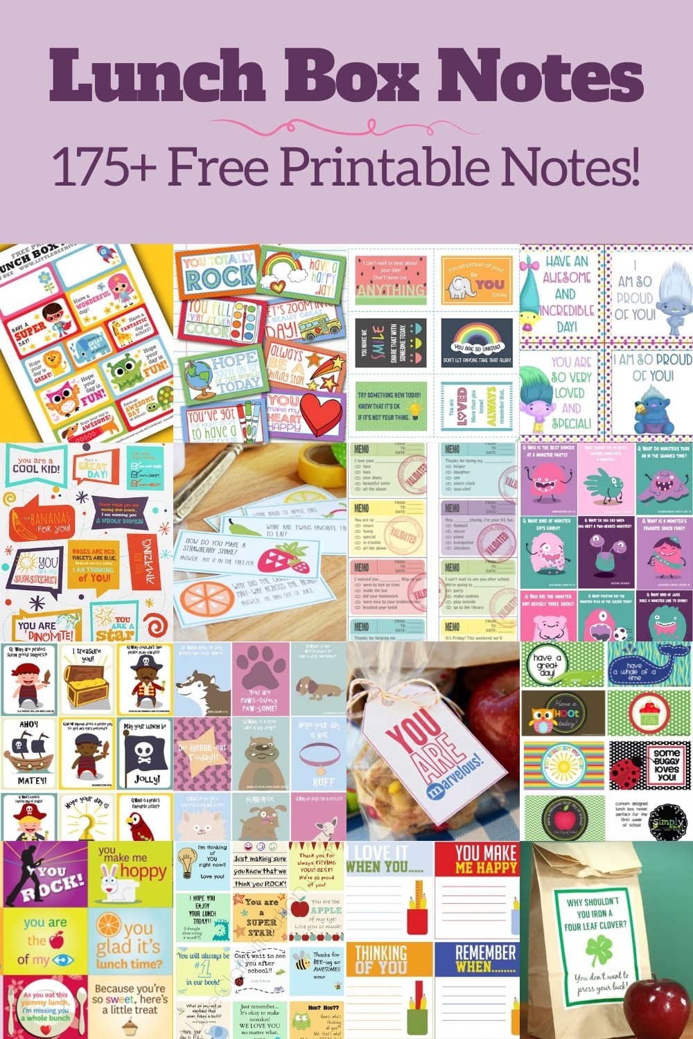 Over 175 Free Lunch Box Notes