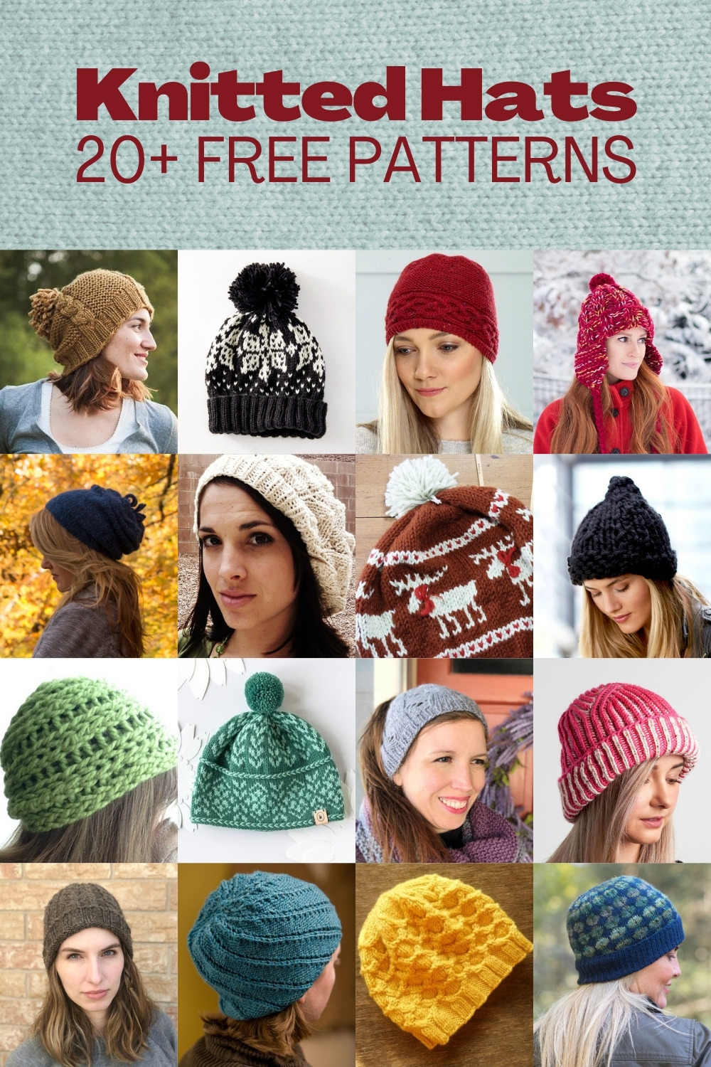 Over 20 free knitted hat patterns