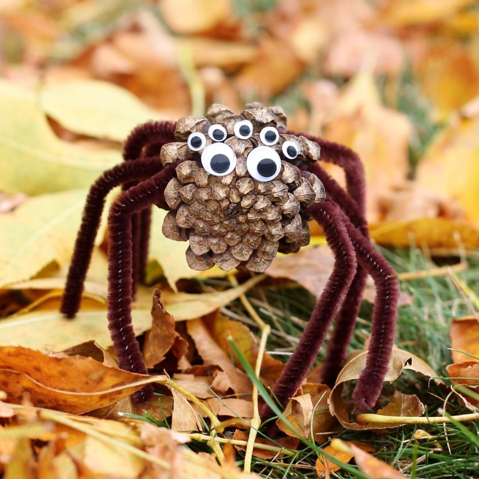 Pine Cone Crafts For Kids 25 Of The Cutest Ideas DIY Candy   Pine Cone Spider Craft 1 960x960 