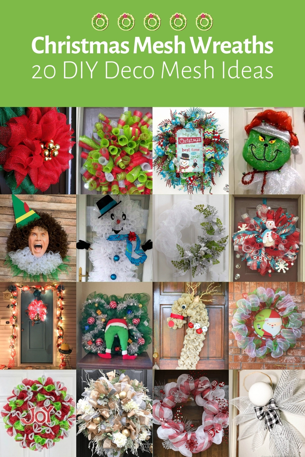 Green 20” x 16” Handmade Christmas Deco Mesh Santa Hat Door Hanger/Wreath 