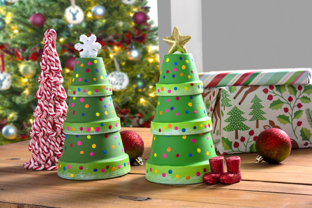 Clay pot Christmas trees for kids
