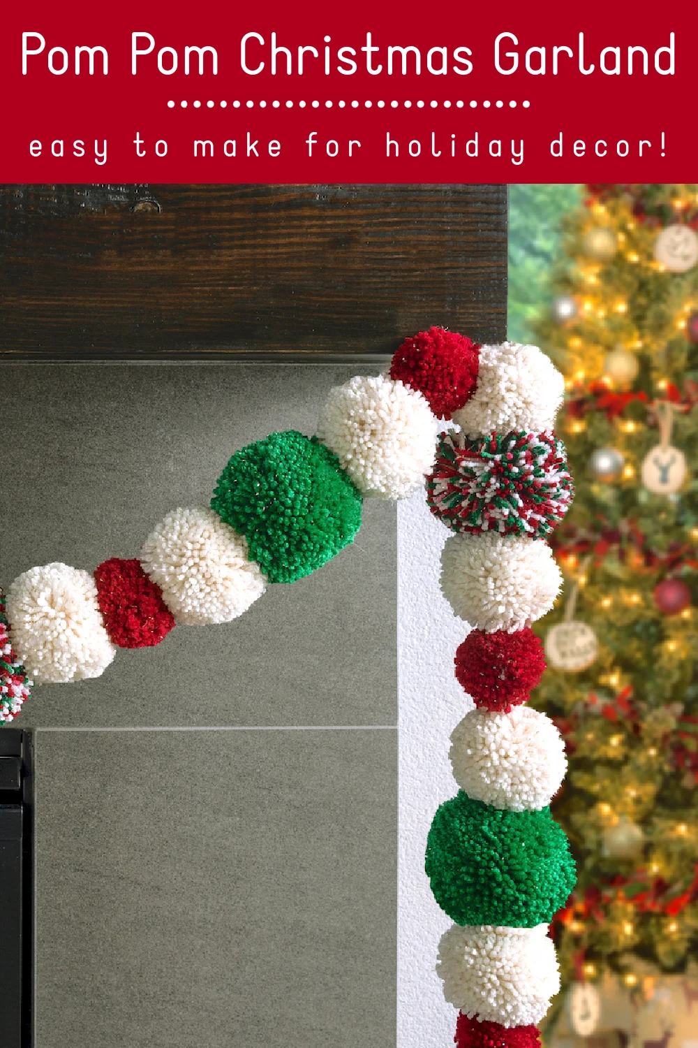Pom Pom Christmas Garland To Decorate - DIY Candy