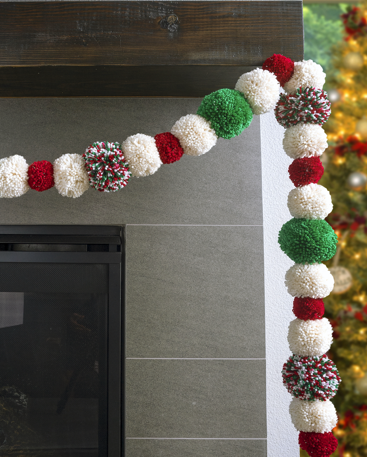 pom pom garland for Christmas
