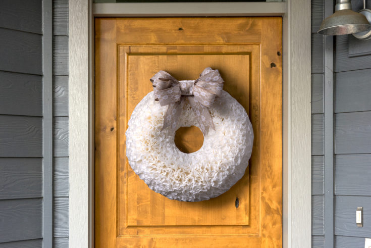 Coffee filter wreath with bow