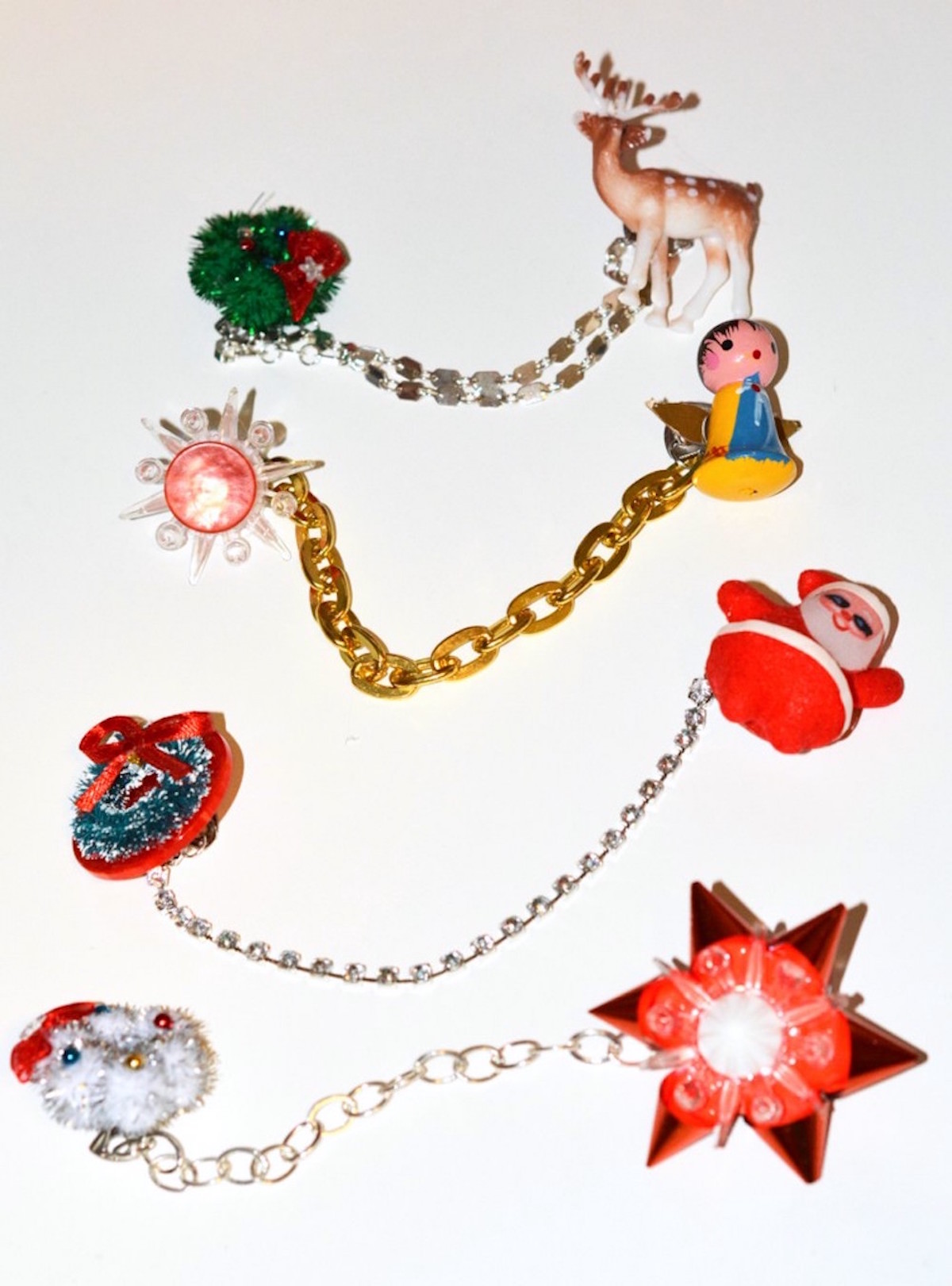 sweater chain clips with a christmas theme