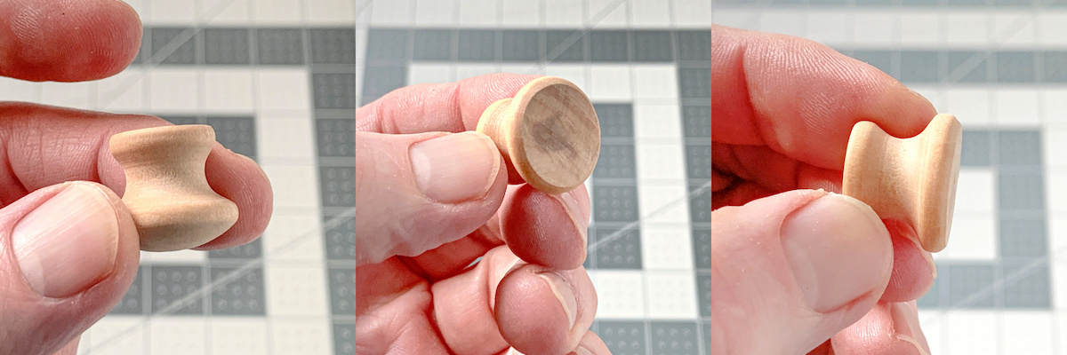 Sanding the top of a knob to make it a hat shape