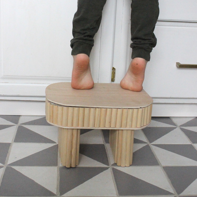 DIY Vinyl Step Stool Makeover with a Heat Gun