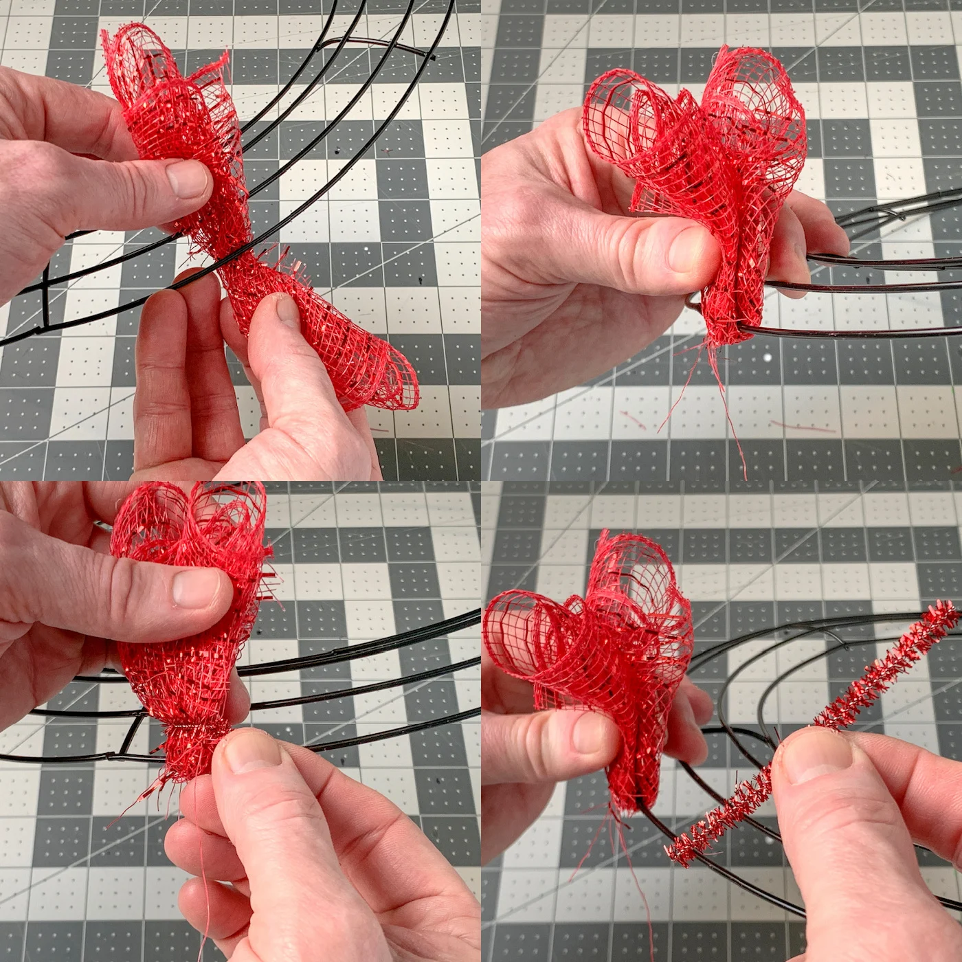 Wrapping a piece of mesh around the wire and attaching with a pipe cleaner