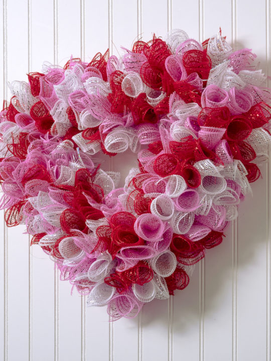 Valentine's Deco Mesh Heart Shaped Wreath - 12in