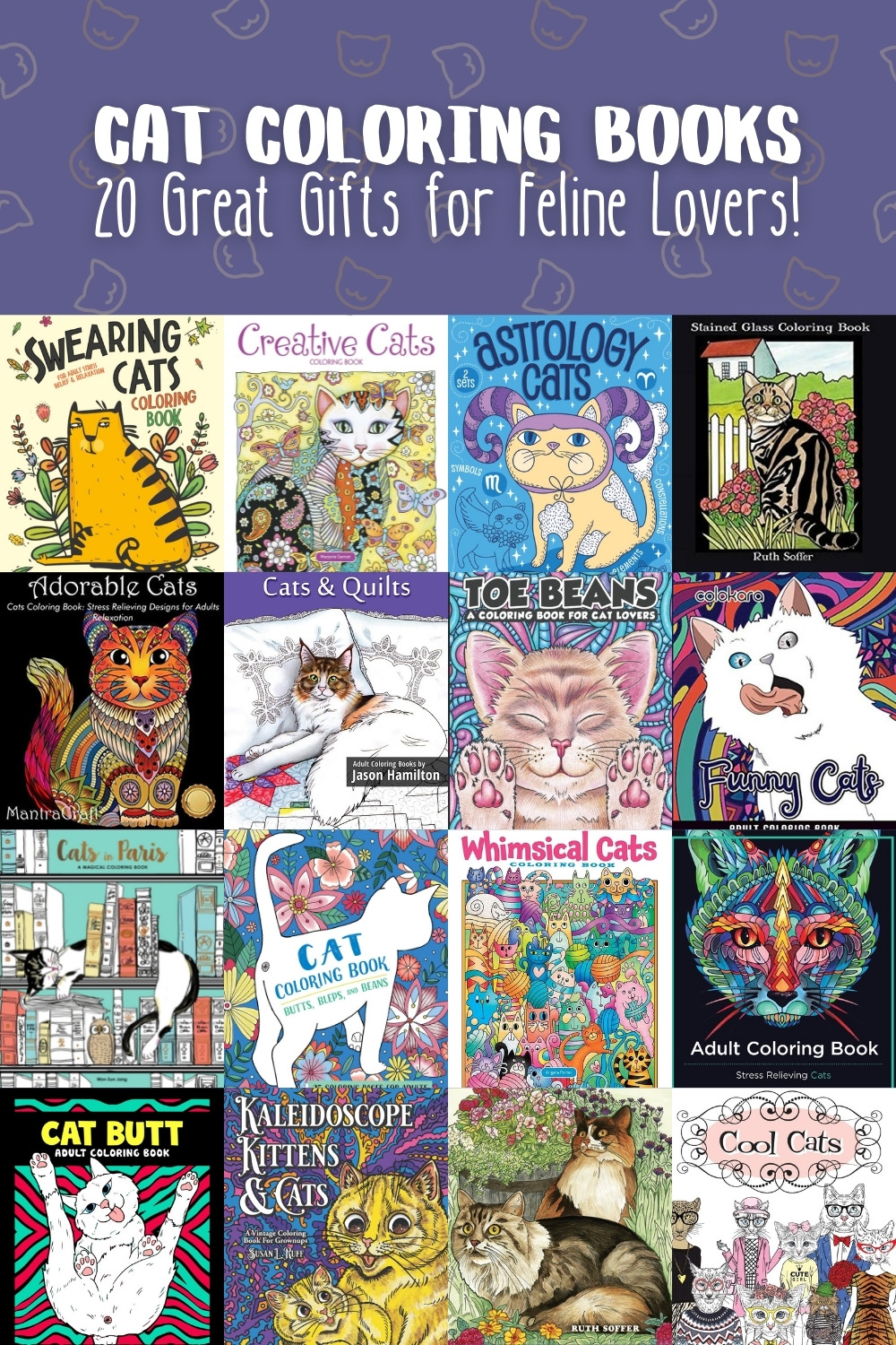 20 Cat Coloring Books for Adults