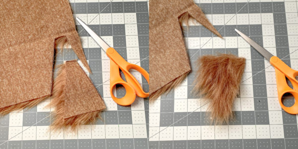 Piece of faux fur beard cut out