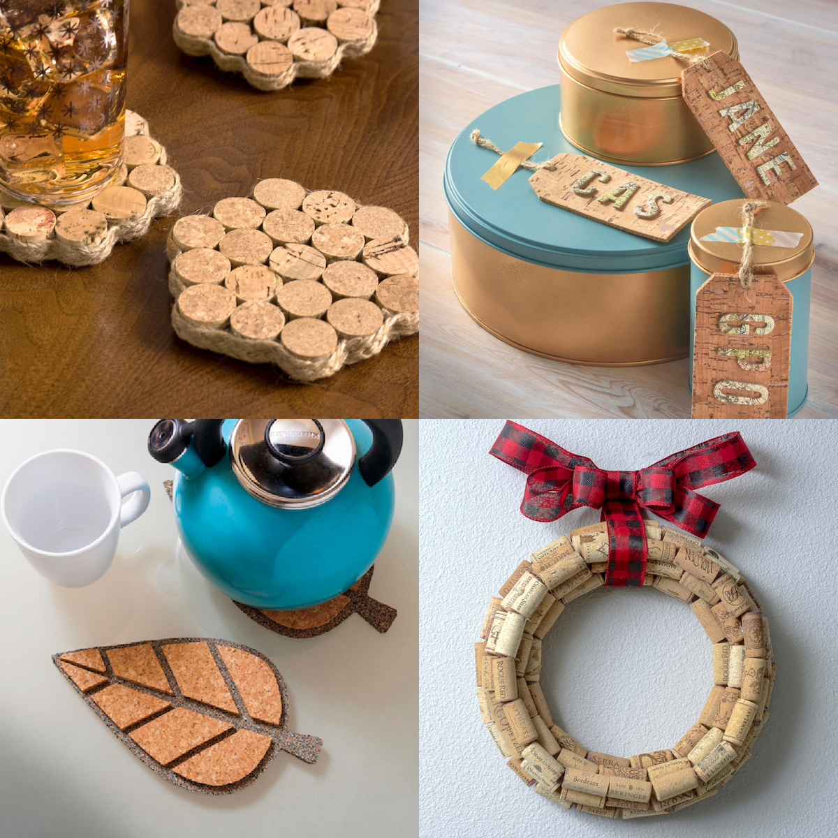 Collage of cork crafts