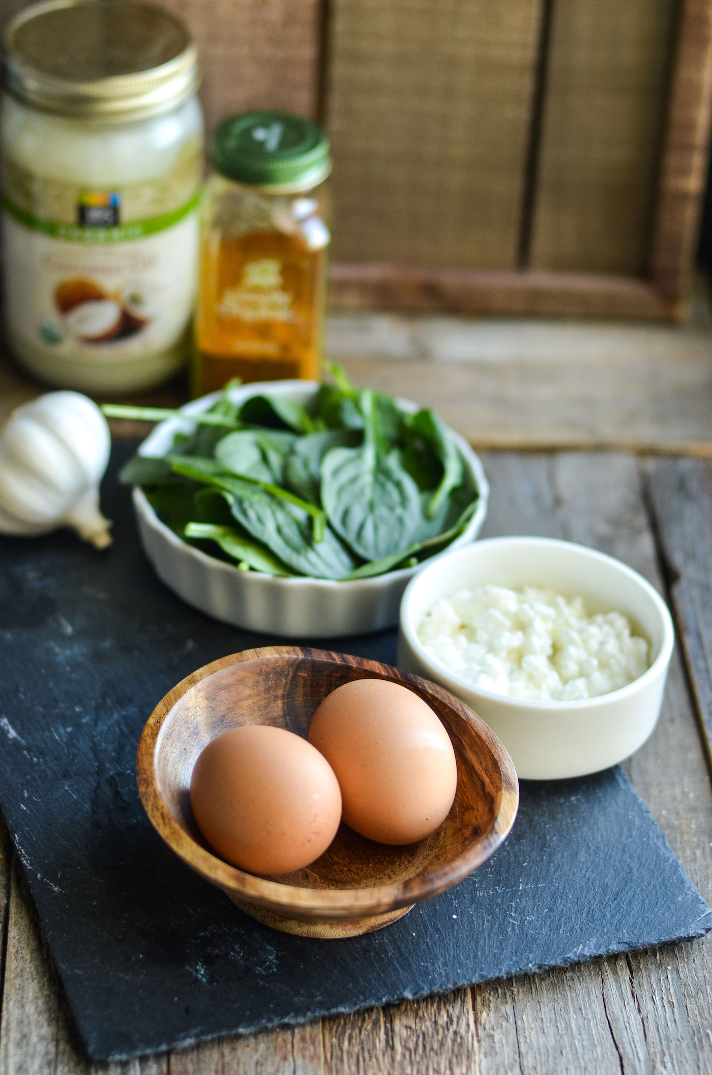 Spinach, cottage cheese, and eggs