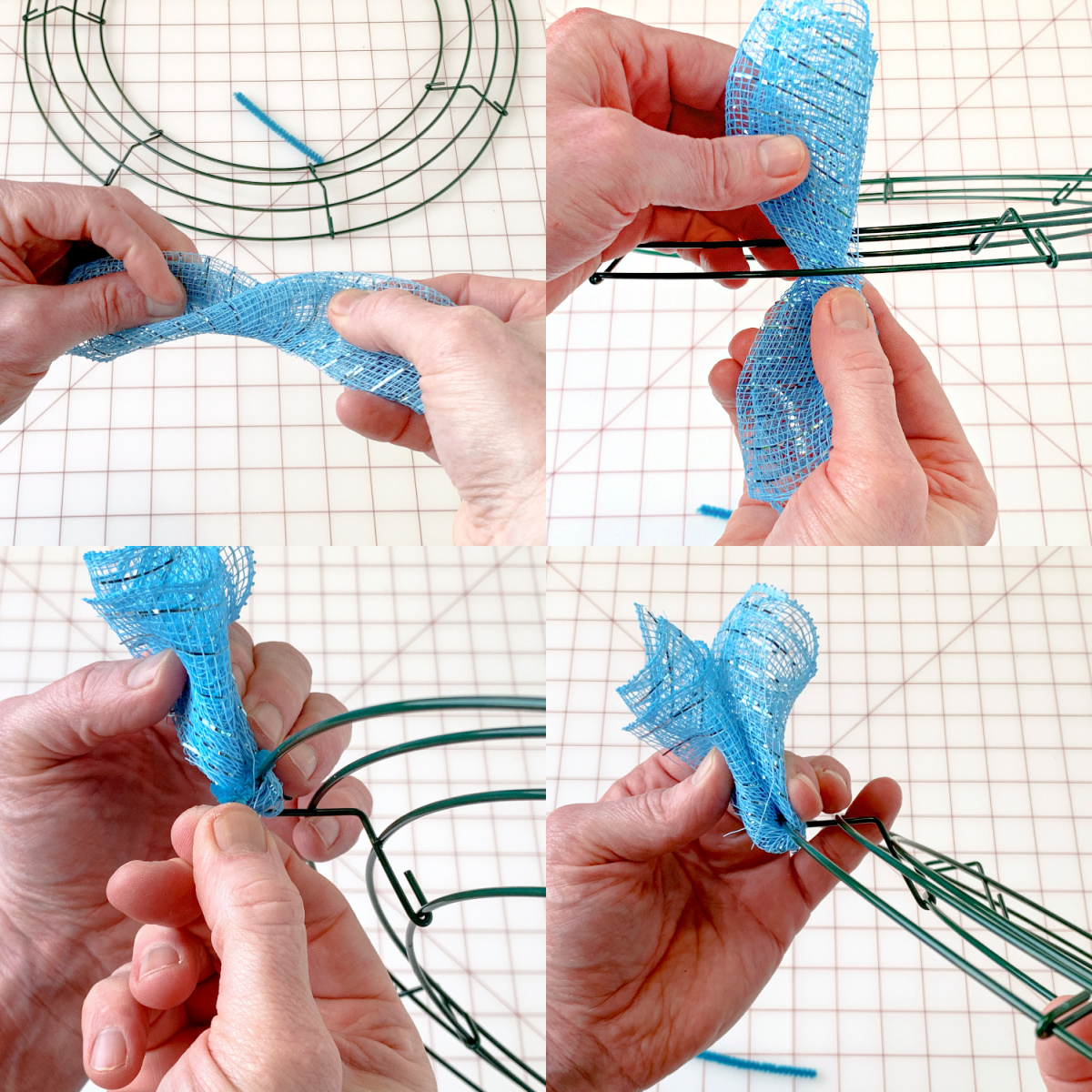 Wrapping a piece of mesh around the wire and attaching with a pipe cleaner