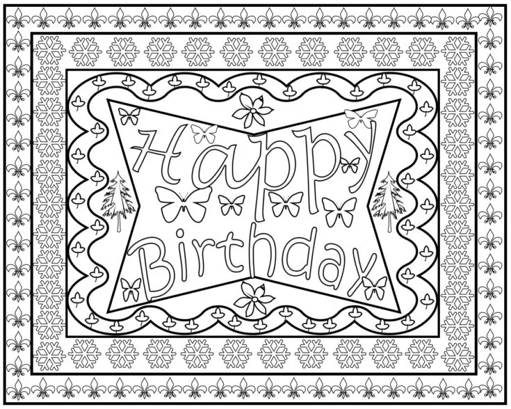 Happy Birthday Coloring Card Free Printables (30 Designs)