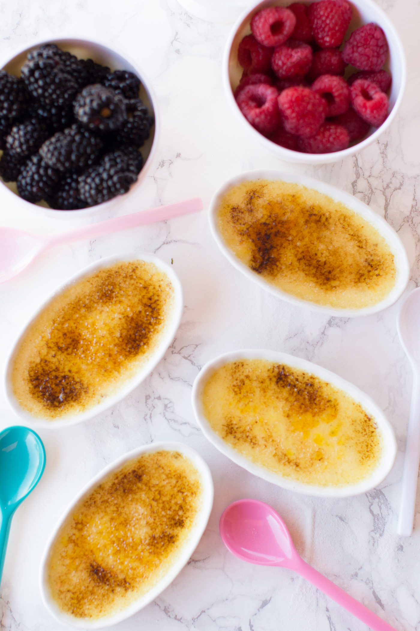 Berries and finished creme brulee