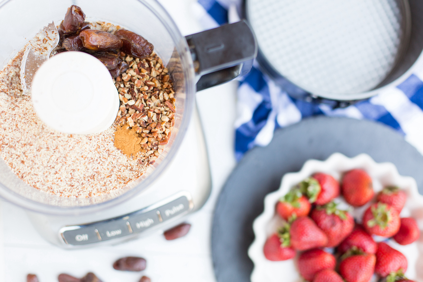 Crust ingredients combined in a food processor