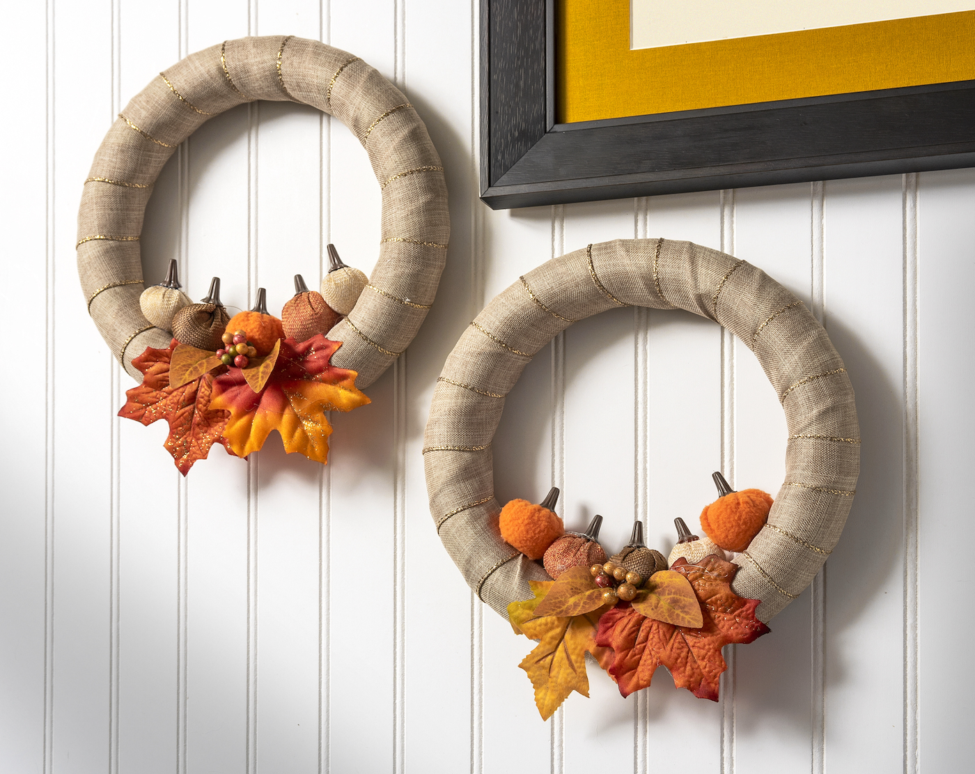 DIY mini pumpkin wreaths