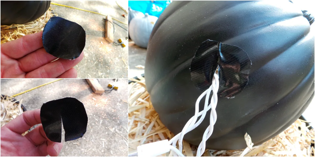 Placing a peice of black tape on the back to cover teh hole