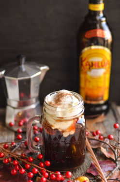 Pumpkin cocktail topped with whipped cream