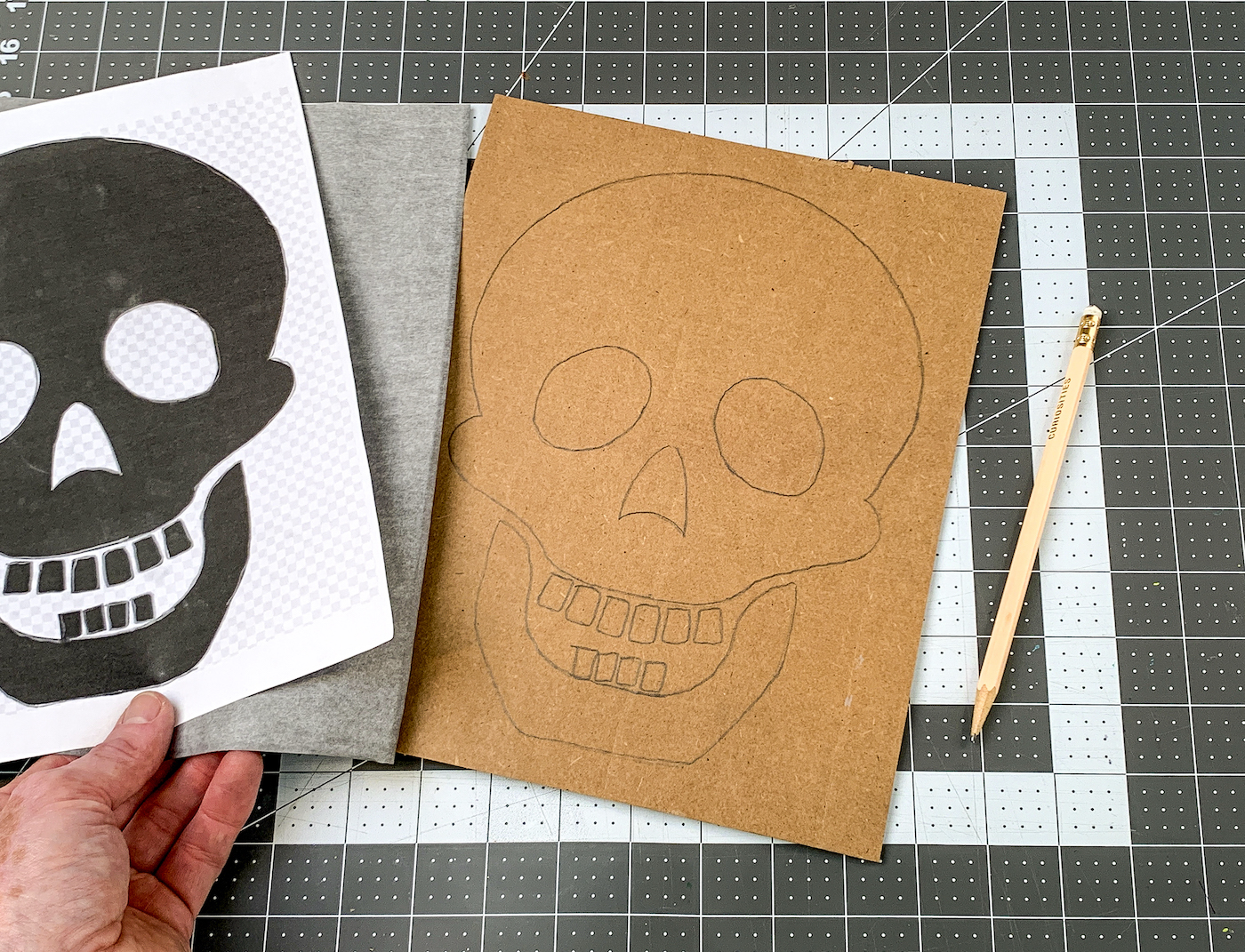 Skull pattern printed on the cardboard