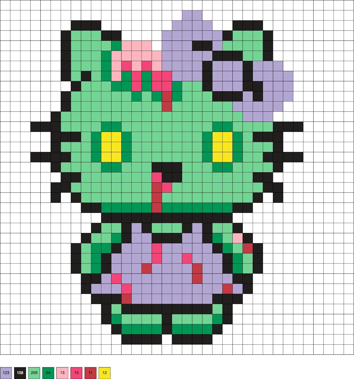 Hello Kitty Zombie perler bead pattern